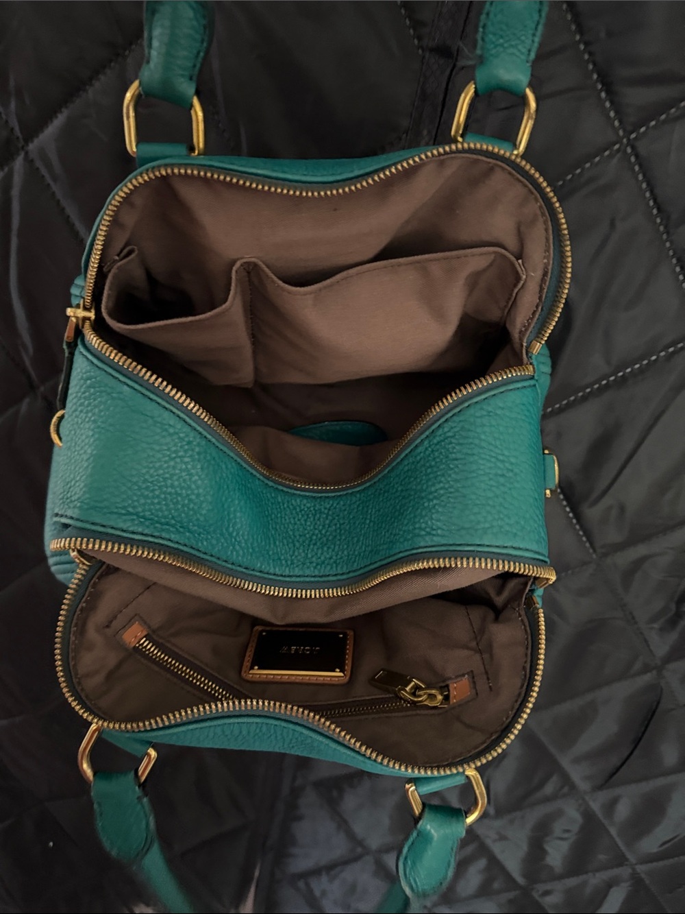 J. Crew Factory Teal Pebbled Leather Satchel - Picture 2 of 4